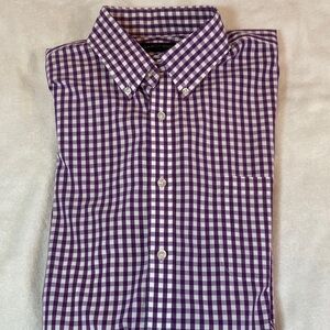 Lands' End Men's Purple Gingham Shirt